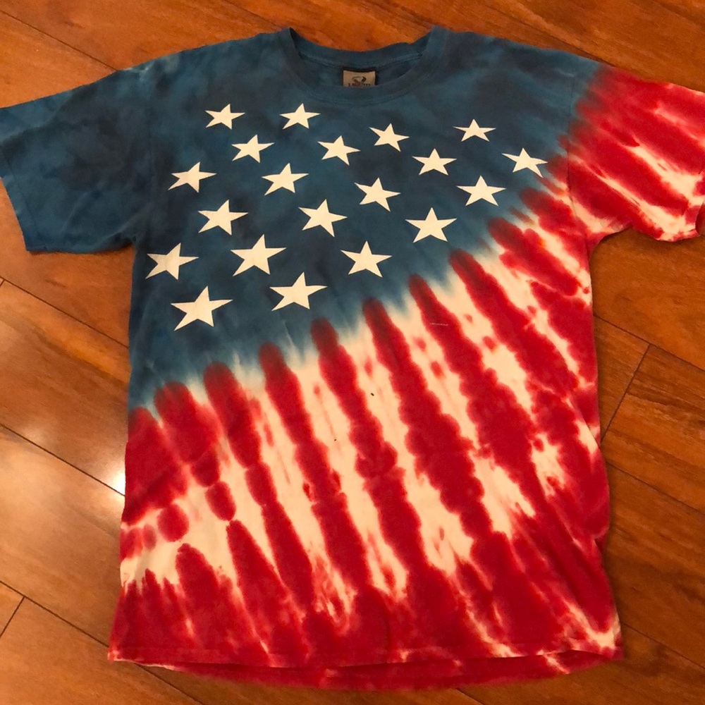 Vintage liquid blue Stars stripes tye dye grateful